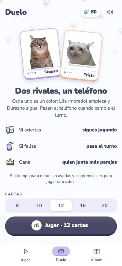 Captura de la app: Duelo